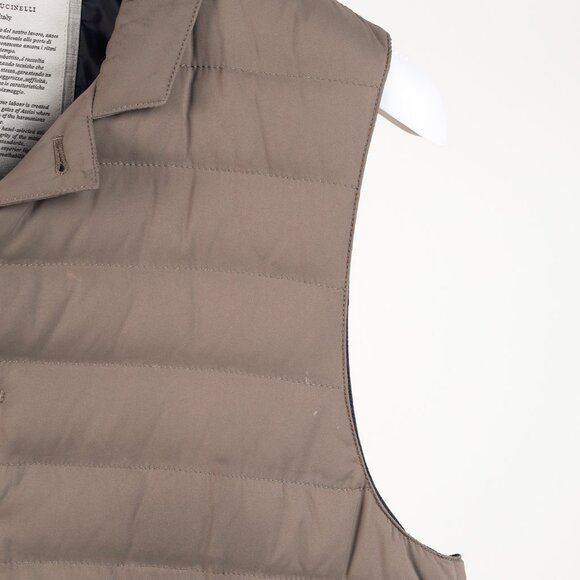 Brunello Cucinelli AW/15 Taupe Opaque-Nylon Notched-Lapel Down Waistcoat - Picture 4 of 15